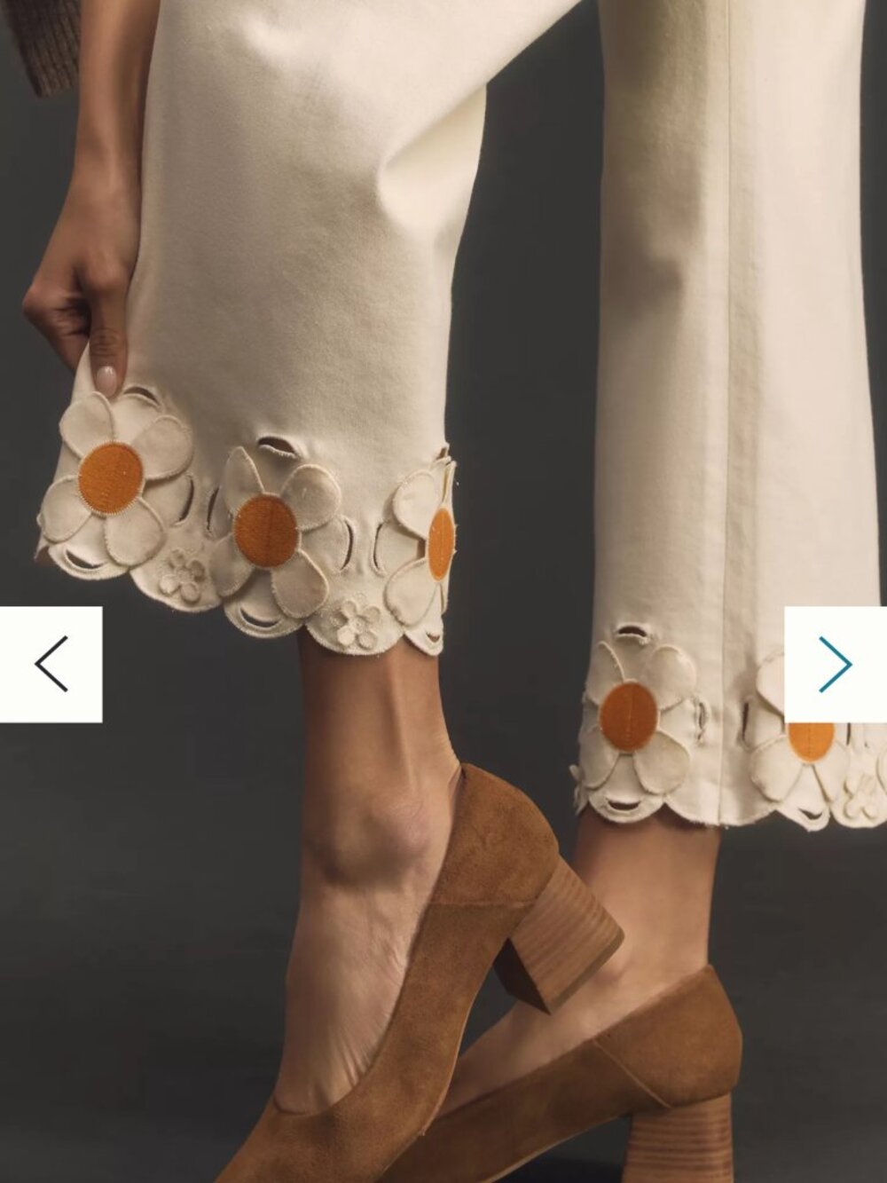 ANTHROPOLOGIE THE COLETTE MAEVE floral hem embroidered pants 27